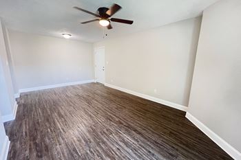 Ceiling fan and light in a room
